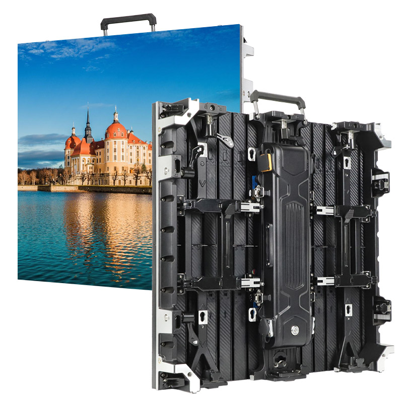 Panel LED modular con asa, vista frontal y trasera