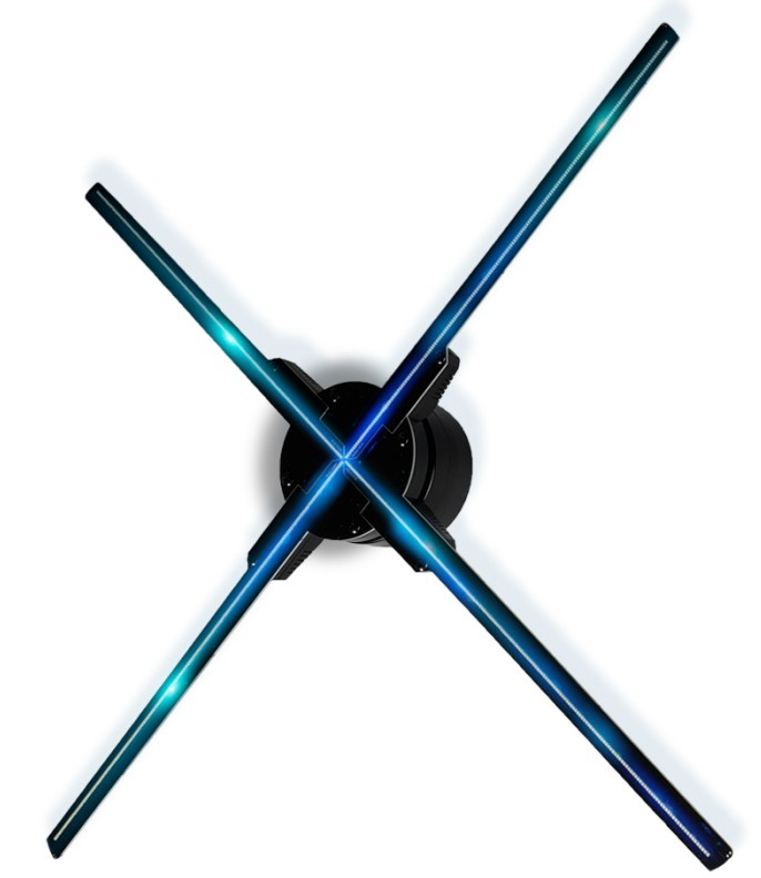 Ventilador holográfico 3D con aspas LED iluminadas en azul